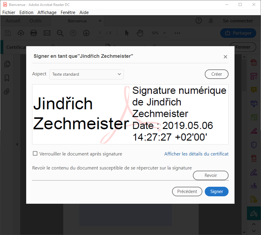 adobe reader signer